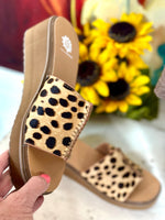 Volatile Footwear The Hair On Cheetah Wedge Sandal
