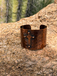 Shop Envi Me Bracelets Copper The Hammered Copper Cross Statement Cuff Bracelet