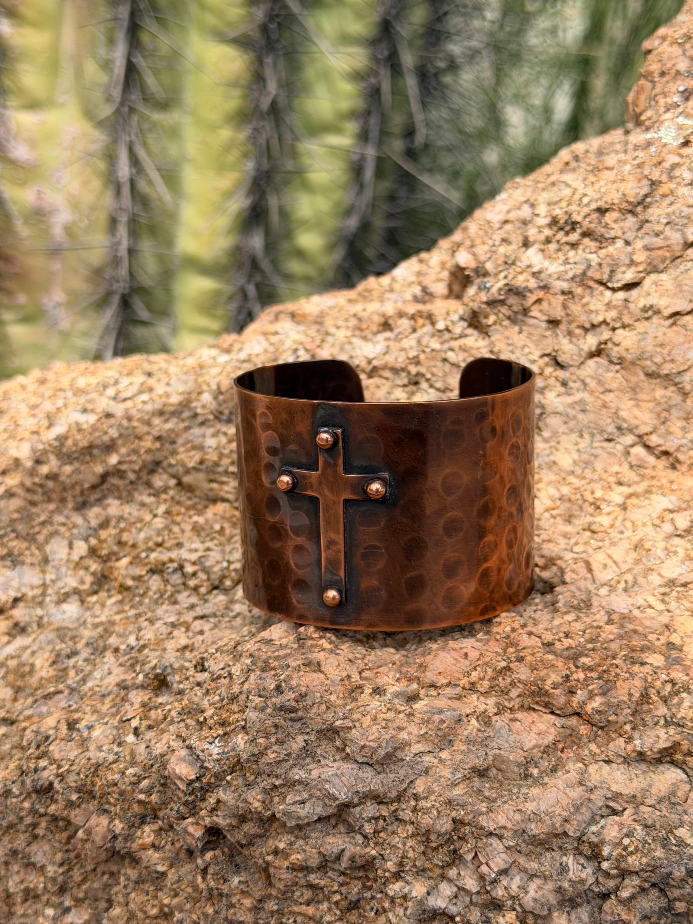 Shop Envi Me Bracelets Copper The Hammered Copper Cross Statement Cuff Bracelet