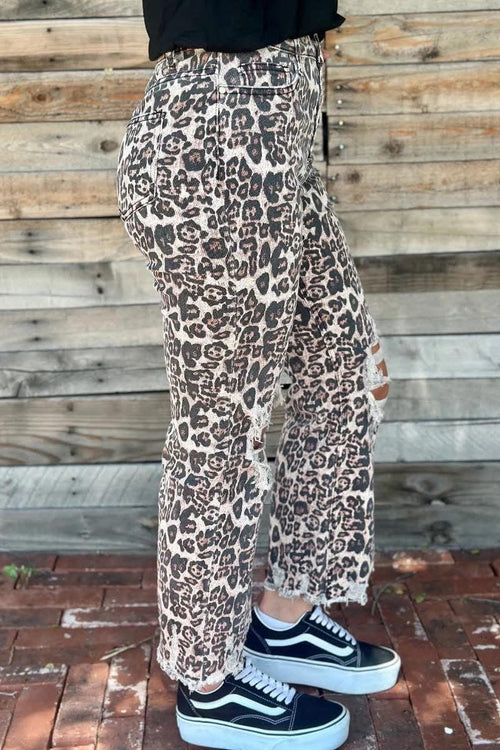 Shop Envi Me Bottoms The Hear Me Roar Cheetah Denim