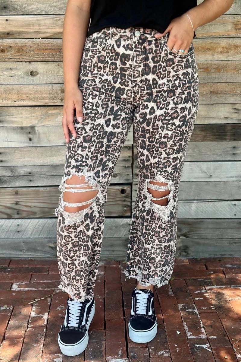 Shop Envi Me Bottoms The Hear Me Roar Cheetah Denim