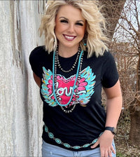 Shop Envi Me It's T-shirt Kinda Day The Hearts on Wings V Neck Tee