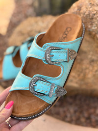 Shop Envi Me Footwear The Hey Girl By Corky’s Turquoise South Of Pecos Western Concho Sandals