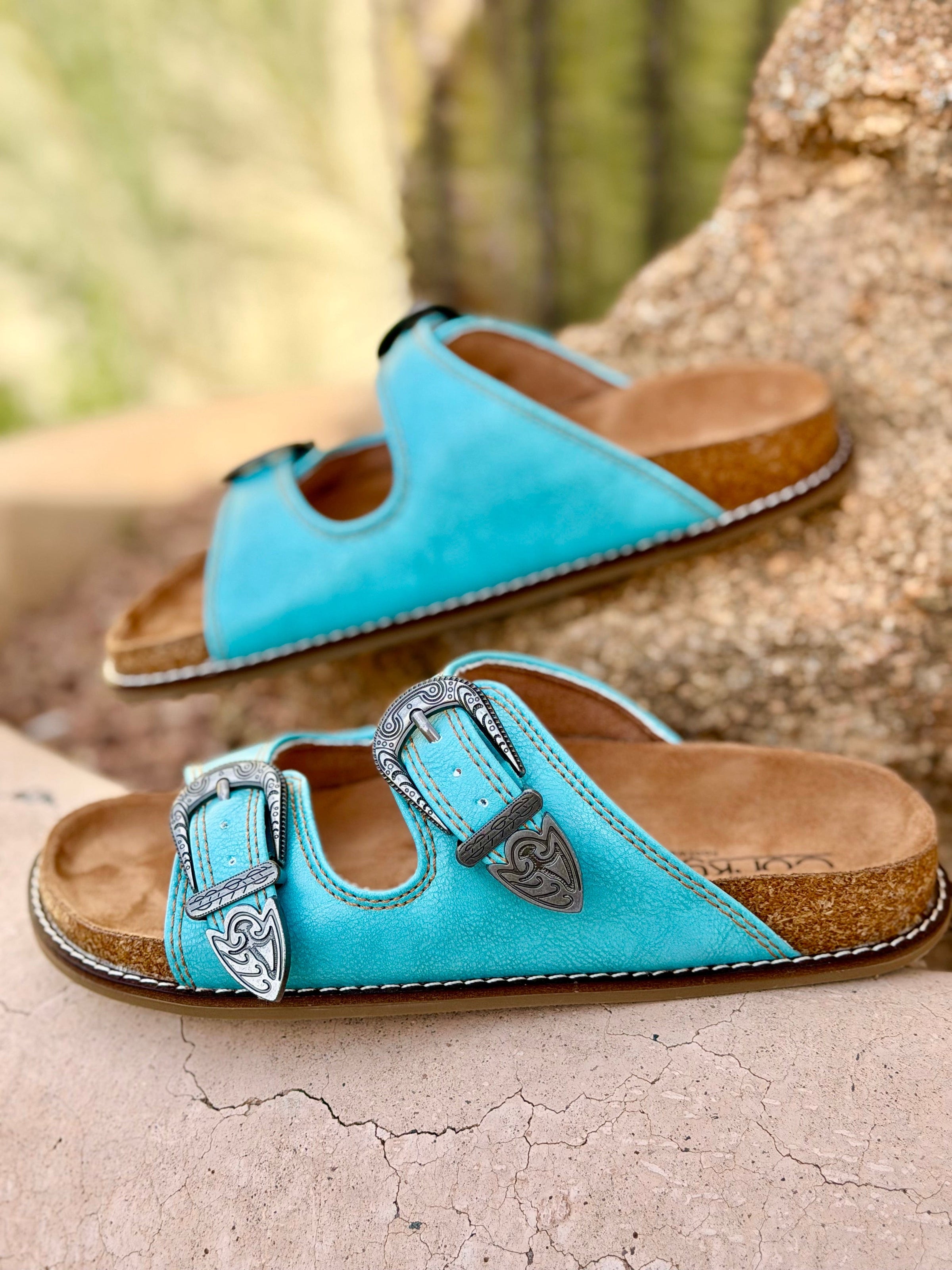 Shop Envi Me Footwear The Hey Girl By Corky’s Turquoise South Of Pecos Western Concho Sandals
