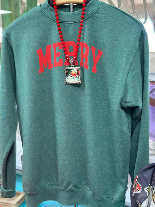 Shop Envi Me Tops and Tunics The Holiday 🎄 Green Merry Sweatshirt