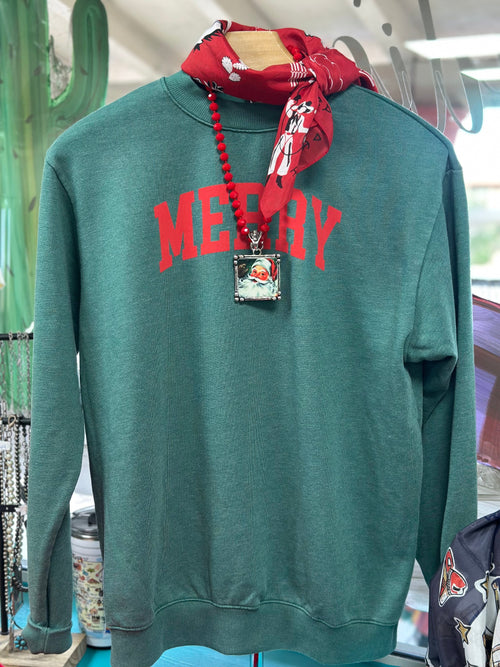 Shop Envi Me Tops and Tunics The Holiday 🎄 Green Merry Sweatshirt