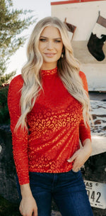 Shop Envi Me Tops and Tunics The Holiday Red Burnout Velvet Top