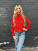 Shop Envi Me Tops and Tunics The Holiday Red Burnout Velvet Top