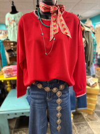 Shop Envi Me Tops and Tunics The 🎄 Holiday Red Miles City Sweater