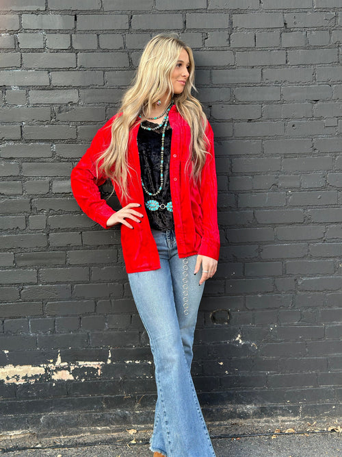 Shop Envi Me Cardigans and Kimonos The Holiday Red Velvet Song Of San Antone Shirt