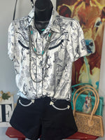 Shop Envi Me Sale The Horses, Boots & Cactus Retro Western Satin Top