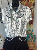 Shop Envi Me Sale The Horses, Boots & Cactus Retro Western Satin Top