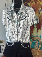 Shop Envi Me Sale The Horses, Boots & Cactus Retro Western Satin Top