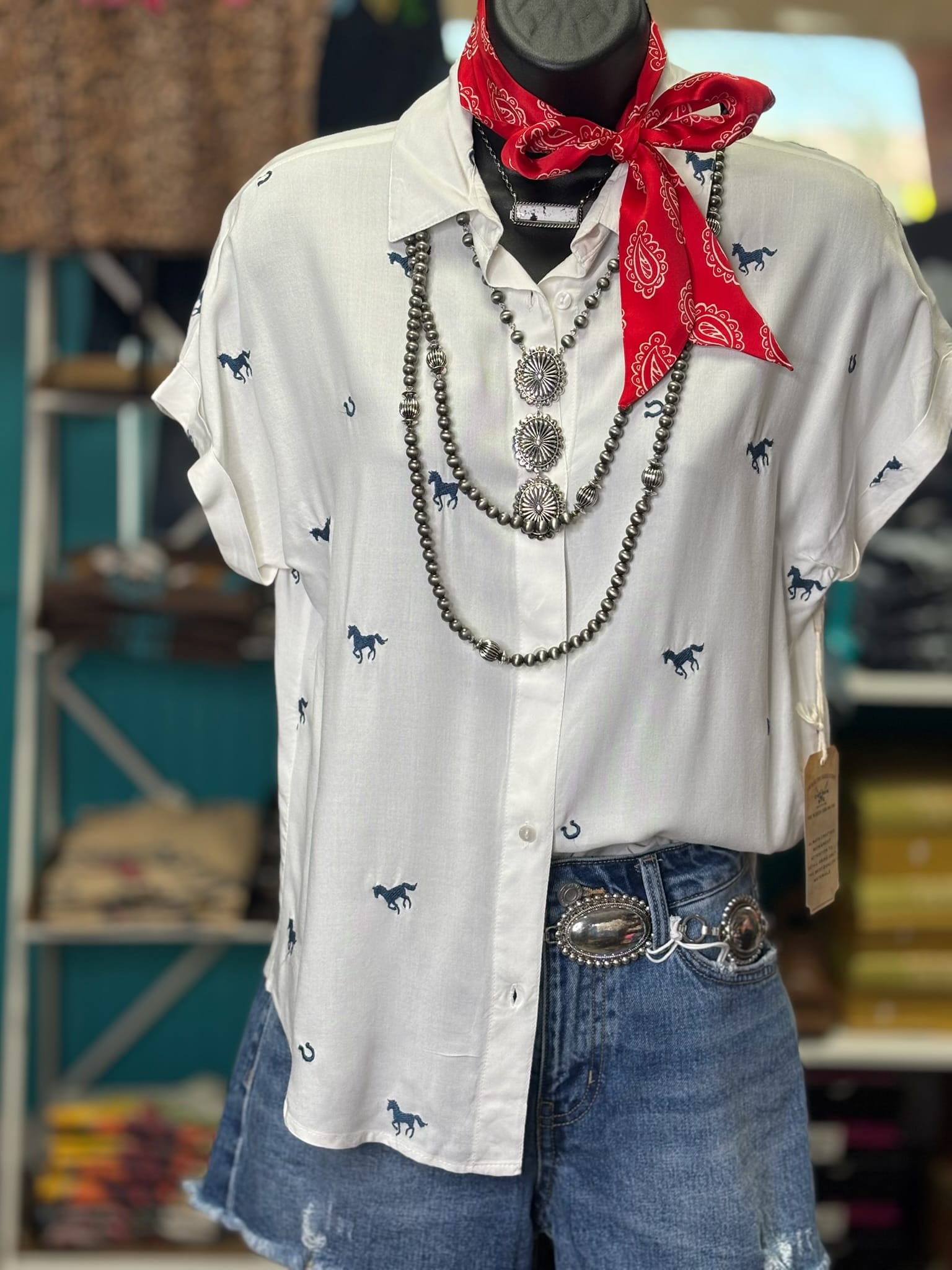 Shop Envi Me tops The Horses In The Wild Camp Shirt