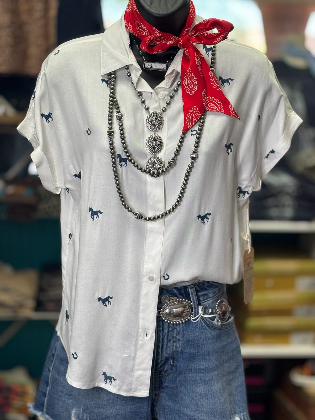 Shop Envi Me tops The Horses In The Wild Camp Shirt