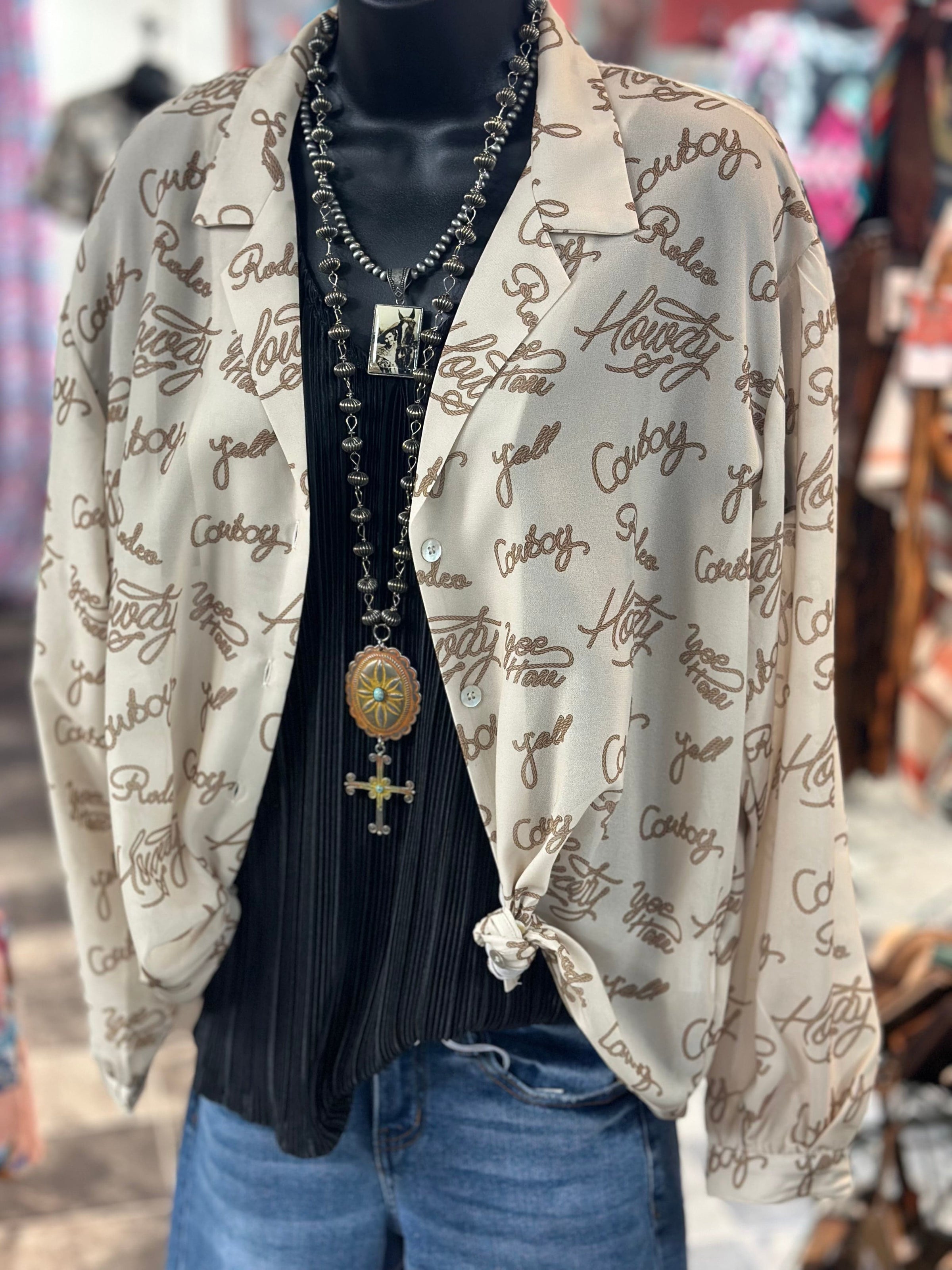 Shop Envi Me tops The Howdy Cowboy Button Up Top