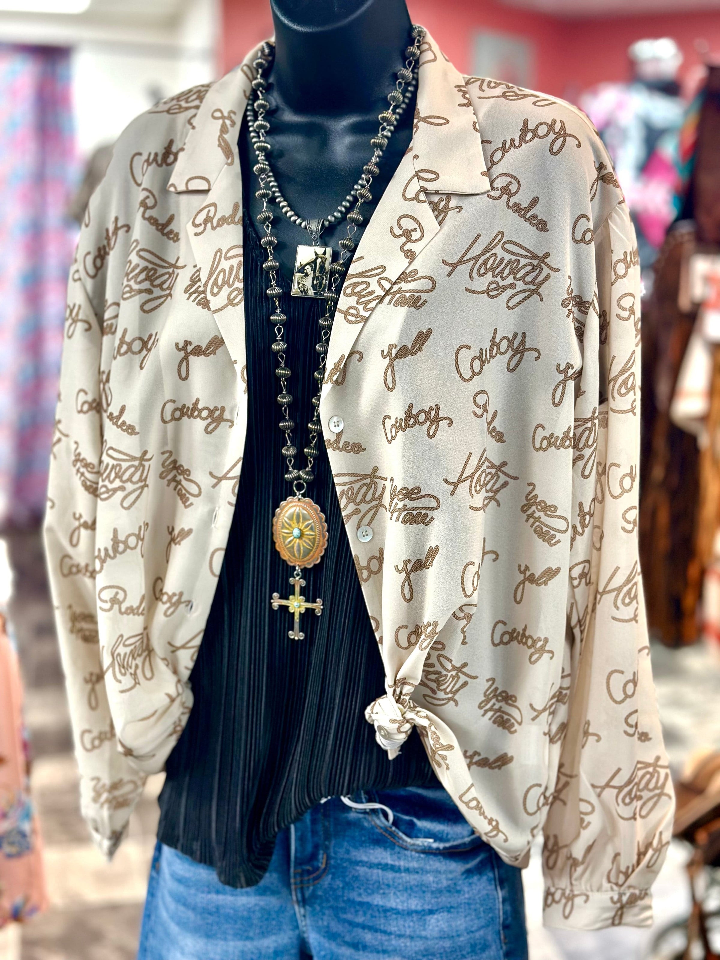Shop Envi Me tops The Howdy Cowboy Button Up Top