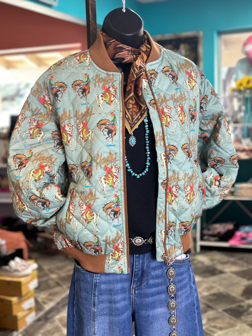 Shop Envi Me The Howdy Cowboys Quilted Bomber Jacket