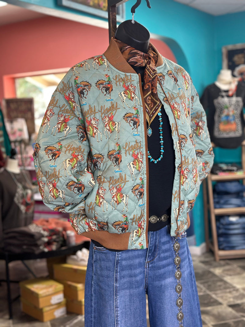 Shop Envi Me The Howdy Cowboys Quilted Bomber Jacket