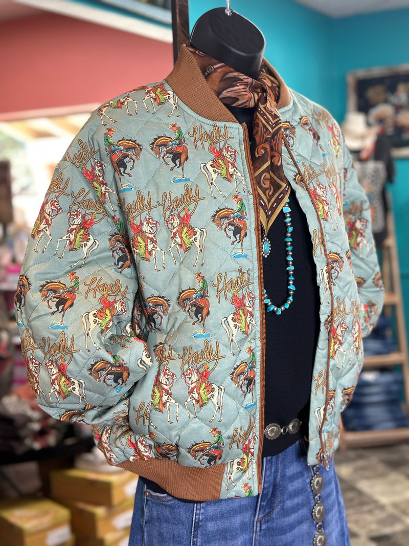 Shop Envi Me The Howdy Cowboys Quilted Bomber Jacket