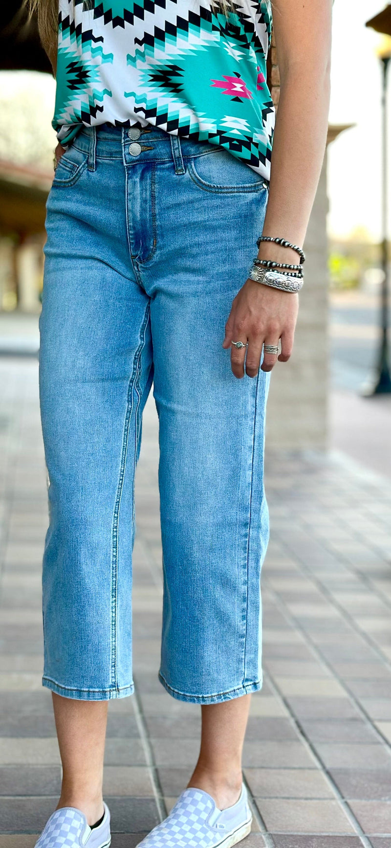 Just Black Bottoms The Judy Blue Wide Leg Ankle Crop Denim