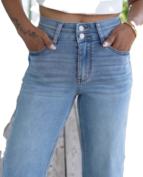 Just Black Bottoms The Judy Blue Wide Leg Ankle Crop Denim