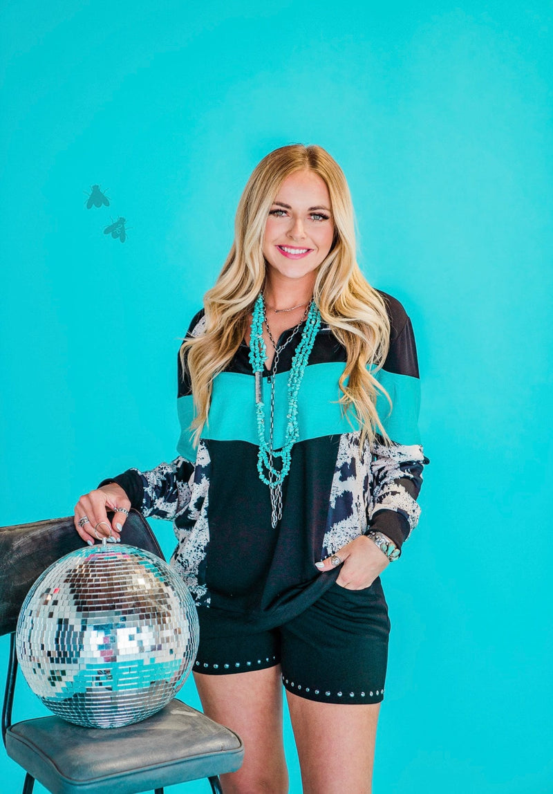 Shop Envi Me Tops and Tunics The Katalina Kowtown Turquoise  Pullover