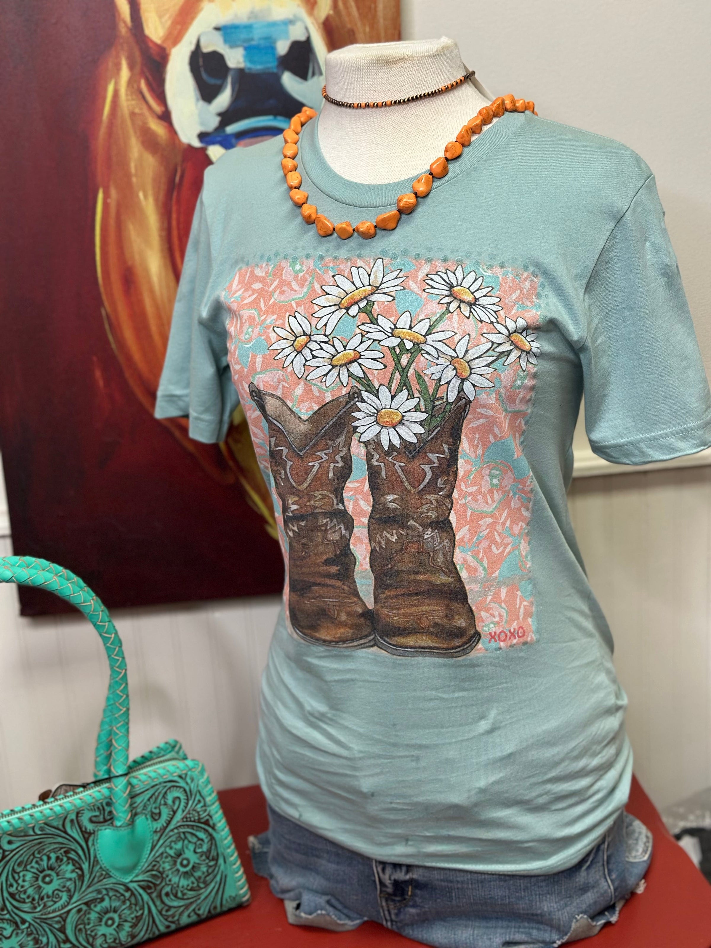 Shop Envi Me It's T-shirt Kinda Day The Kickin’ Spring Floral Boots Tee