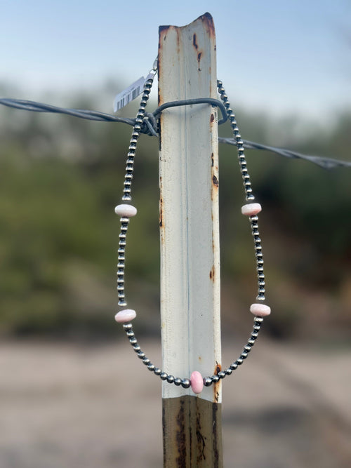 Shop Envi Me Necklaces 16” The Laredo Sterling Silver Pearl & Pink Conch Turquoise Necklace