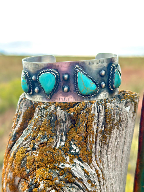 Shop Envi Me Bracelets Silver & Turquoise The Las Cruces Sterling Silver & Turquoise Southwest Cuff Bracelet