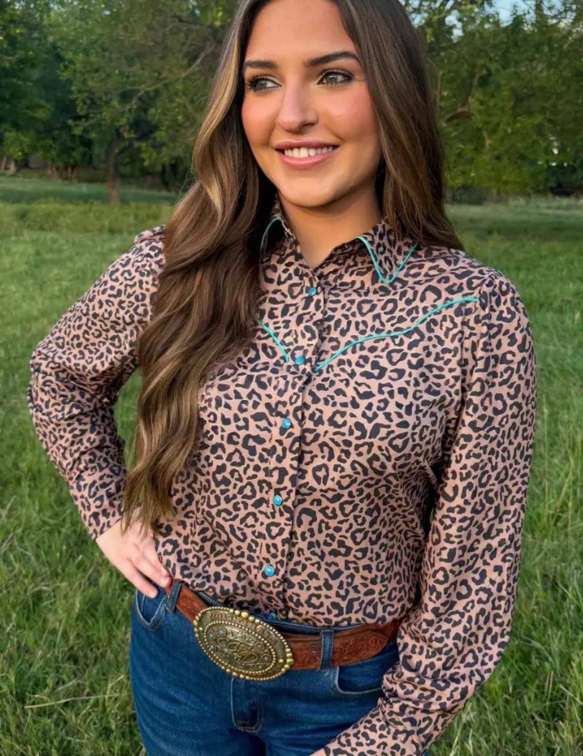 Shop Envi Me Tops and Tunics The Leopard Arena Nights Button
