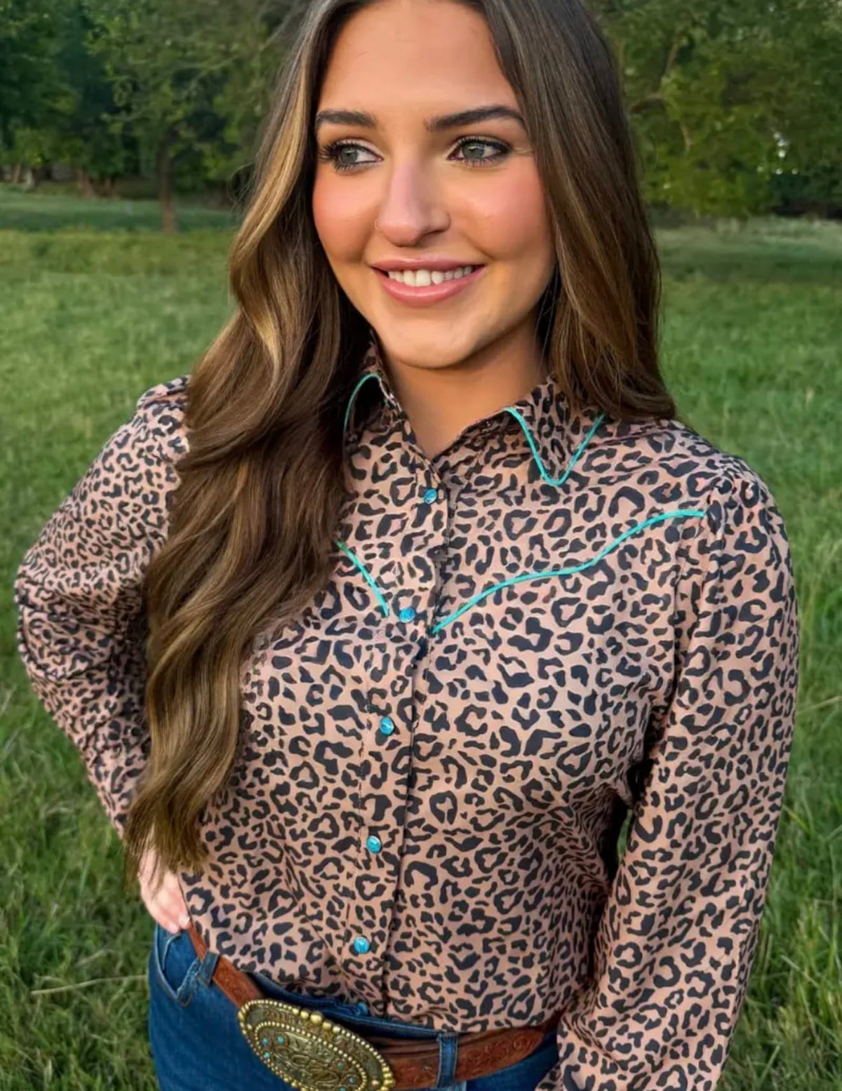 Shop Envi Me Tops and Tunics The Leopard Arena Nights Button