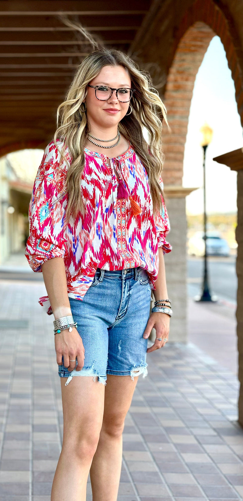 Shop Envi Me Tops and Tunics The Lets Go Rodeo Aztec Embroidered Top