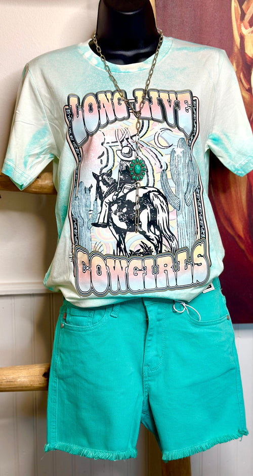 Shop Envi Me It's T-shirt Kinda Day The Long Live Cowgirls Turquoise Bleached T
