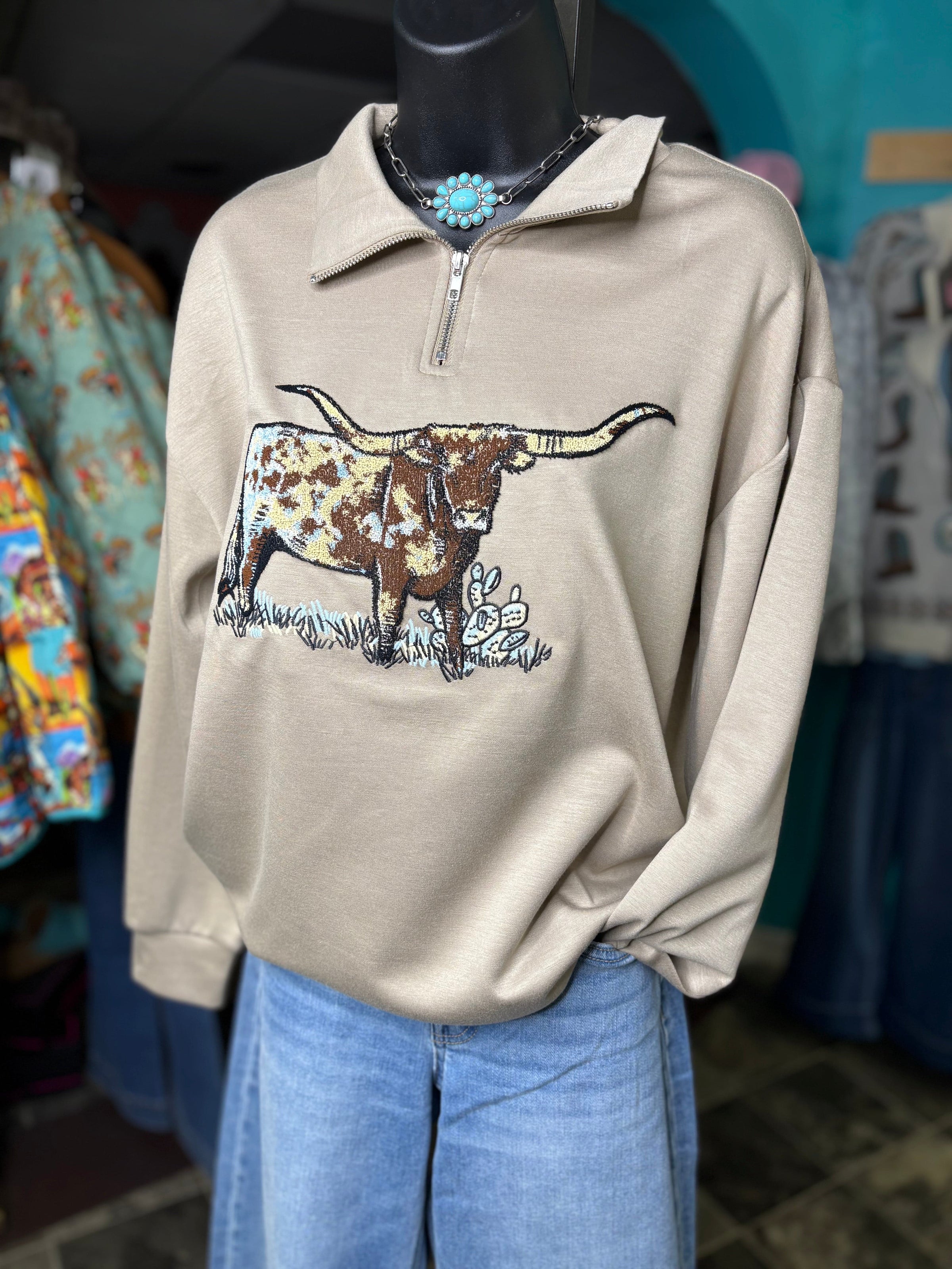 Shop Envi Me Tops and Tunics The Longhorn Life Quarter Zip Pullover