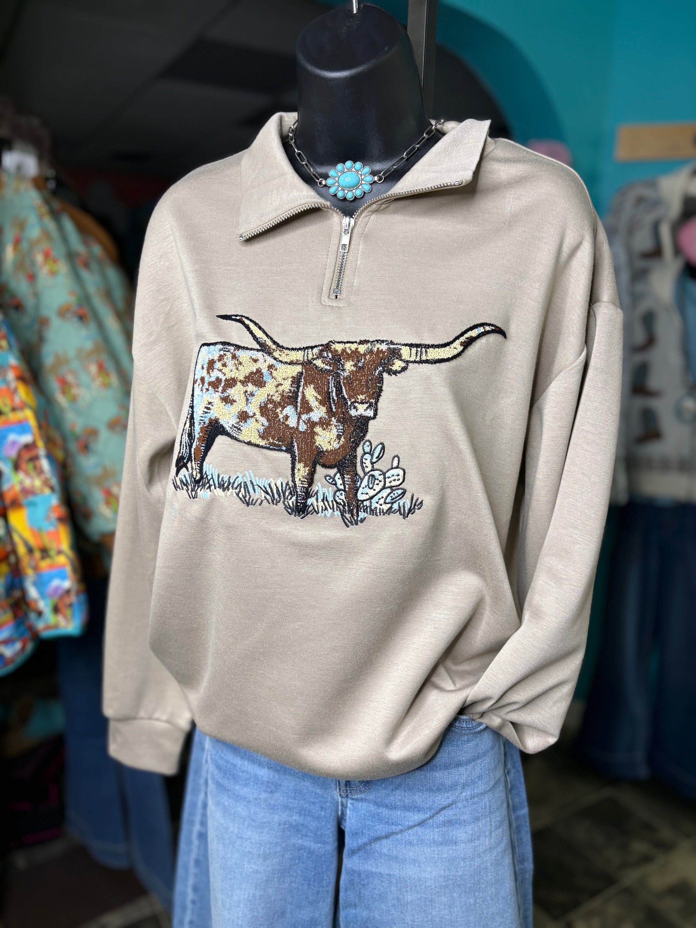 Shop Envi Me Tops and Tunics The Longhorn Life Quarter Zip Pullover