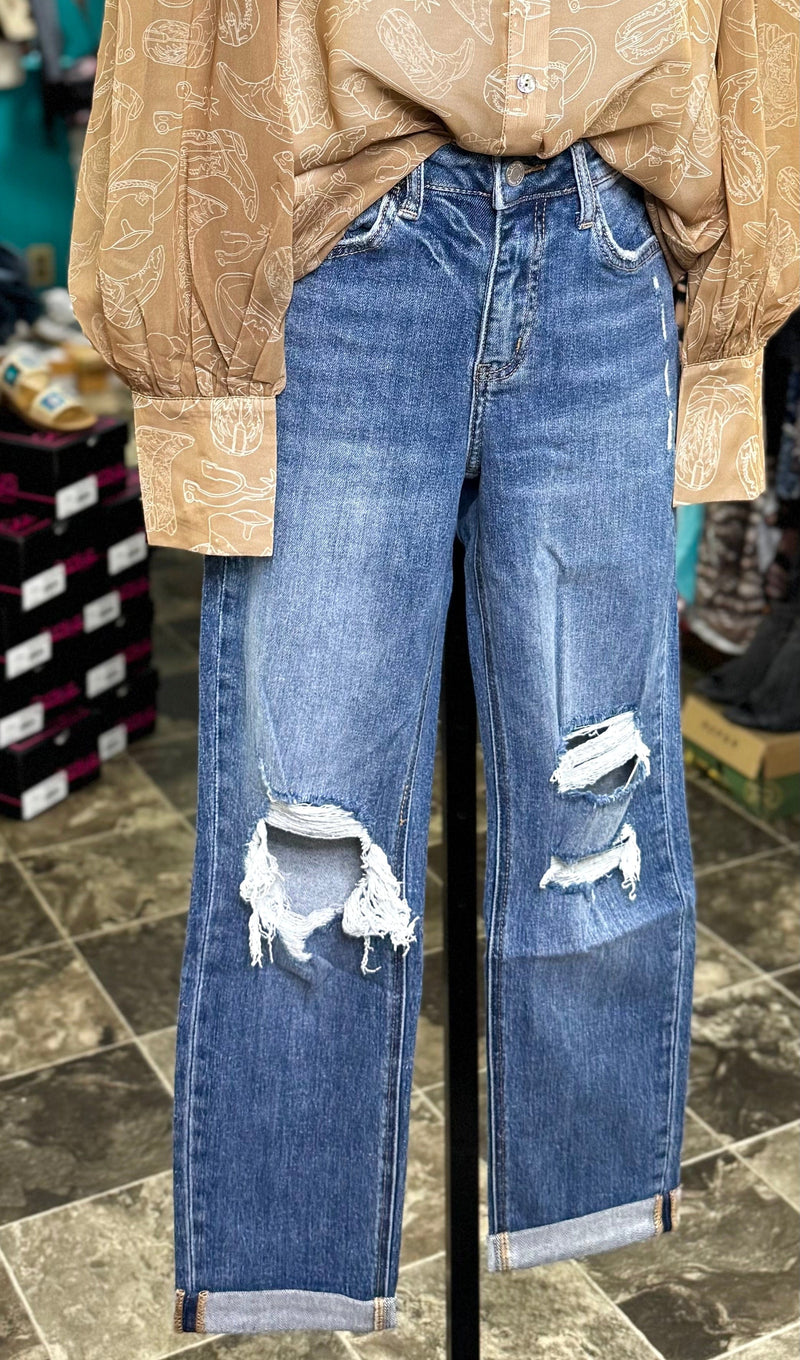 Lovervet Bottoms The Lovervet Boyfriend Fit High Rise Straight Leg Ankle Crop Denim