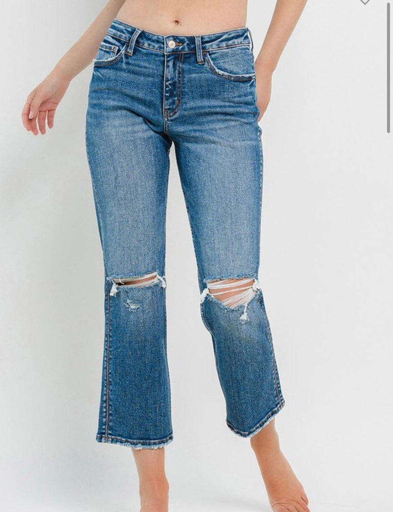 Lovervet Bottoms The Lovervet Devon High Rise Straight Leg Ankle Crop Denim