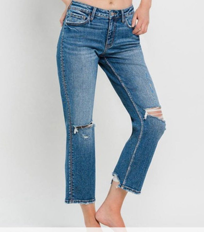 Lovervet Bottoms The Lovervet Devon High Rise Straight Leg Ankle Crop Denim