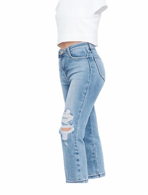 Lovervet Bottoms The Lovervet Paloma High Rise Straight Leg Distressed Ankle Crop Denim