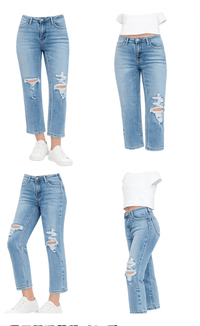 Lovervet Bottoms The Lovervet Paloma High Rise Straight Leg Distressed Ankle Crop Denim