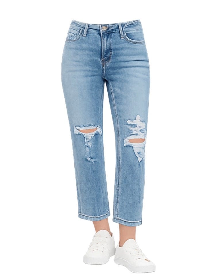 Lovervet Bottoms The Lovervet Paloma High Rise Straight Leg Distressed Ankle Crop Denim
