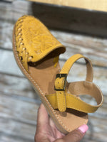 Volatile Shoes The Maneula Tooled Mustard Hurache Sandal