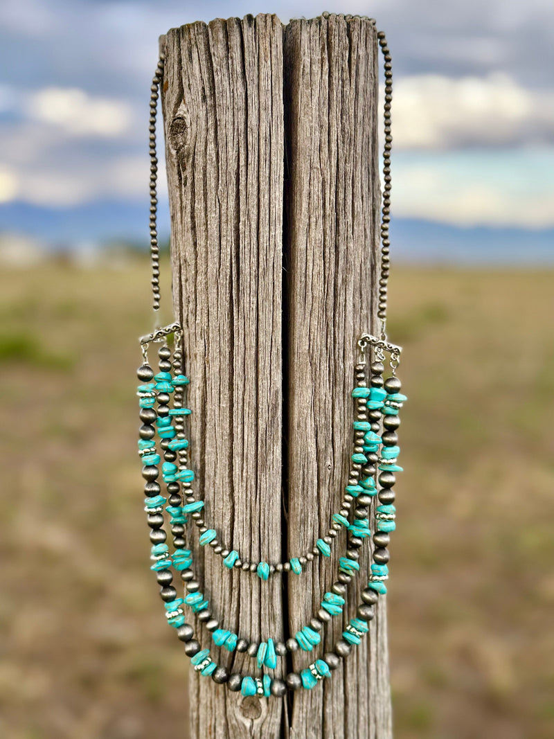 Shop Envi Me Necklaces The Meja Multi Strand Turquoise  Navajo Pearl Necklace