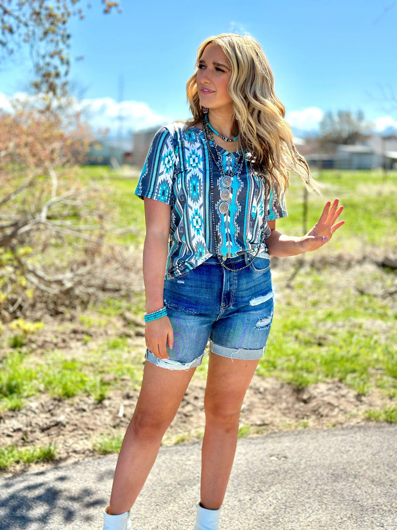 Shop Envi Me Tops and Tunics The Merida V Neck Aztec Top