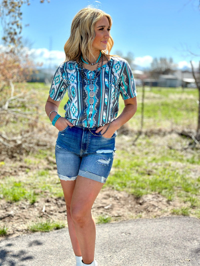 Shop Envi Me Tops and Tunics The Merida V Neck Aztec Top