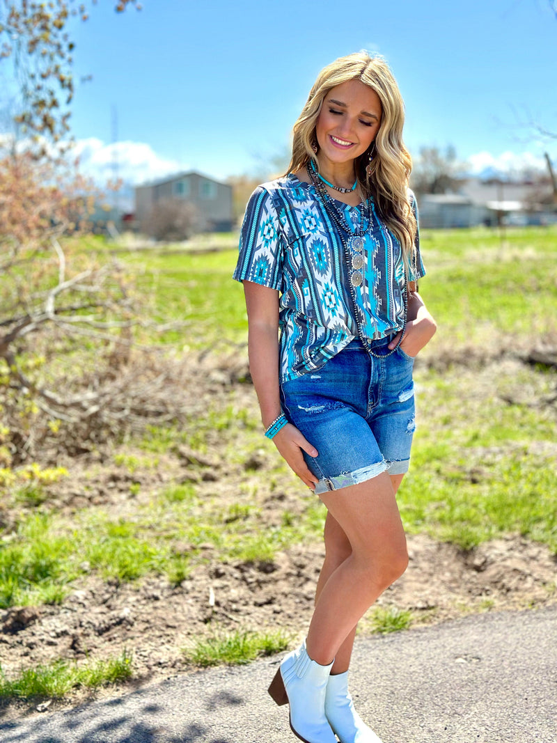 Shop Envi Me Tops and Tunics The Merida V Neck Aztec Top
