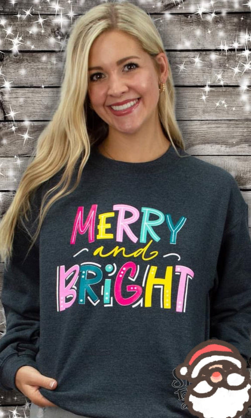Shop Envi Me Tops The Merry & Bright Christmas Sweatshirt Small & Med Only