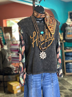 Shop Envi Me Tops and tunics The Mineral Wash Embroidered Western Howdy Mom Crop Top
