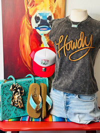 Shop Envi Me Tops and tunics The Mineral Wash Embroidered Western Howdy Mom Crop Top